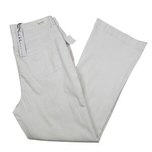 Nicole Miller NY Nomad Super High Rise Flare White Jeans Womens 16 Front Pockets